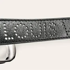 Vintage Y2K Louis Vuitton Perforated Logo Leather Black Double Ring Belt - 85/34 Vintage Y2K Louis Vuitton Perforated Logo Leather Black  main image 2